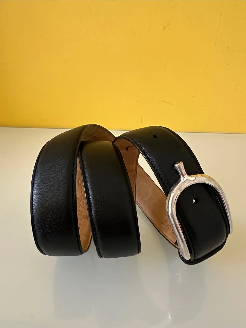 Ariat Black Leather Spur Buckle Belt Unisex Size 34